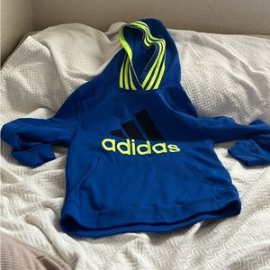 Boys Adidas Hoodie Size 10/12 blue and neon